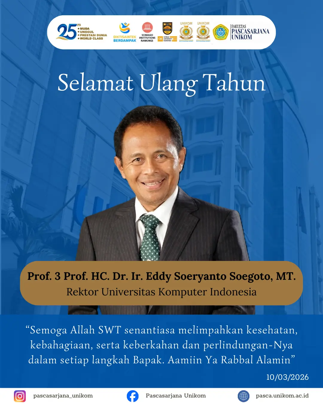 SELAMAT ULANG TAHUN REKTOR UNIKOM